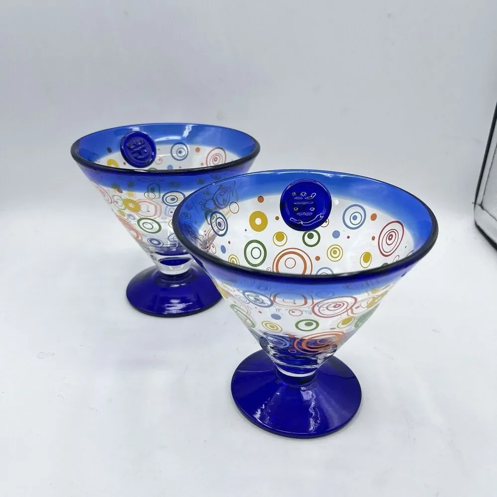 Royal Caribbean Kosta Boda Cocktail Glasses 2009 Hand blown Cobalt Blue 2
